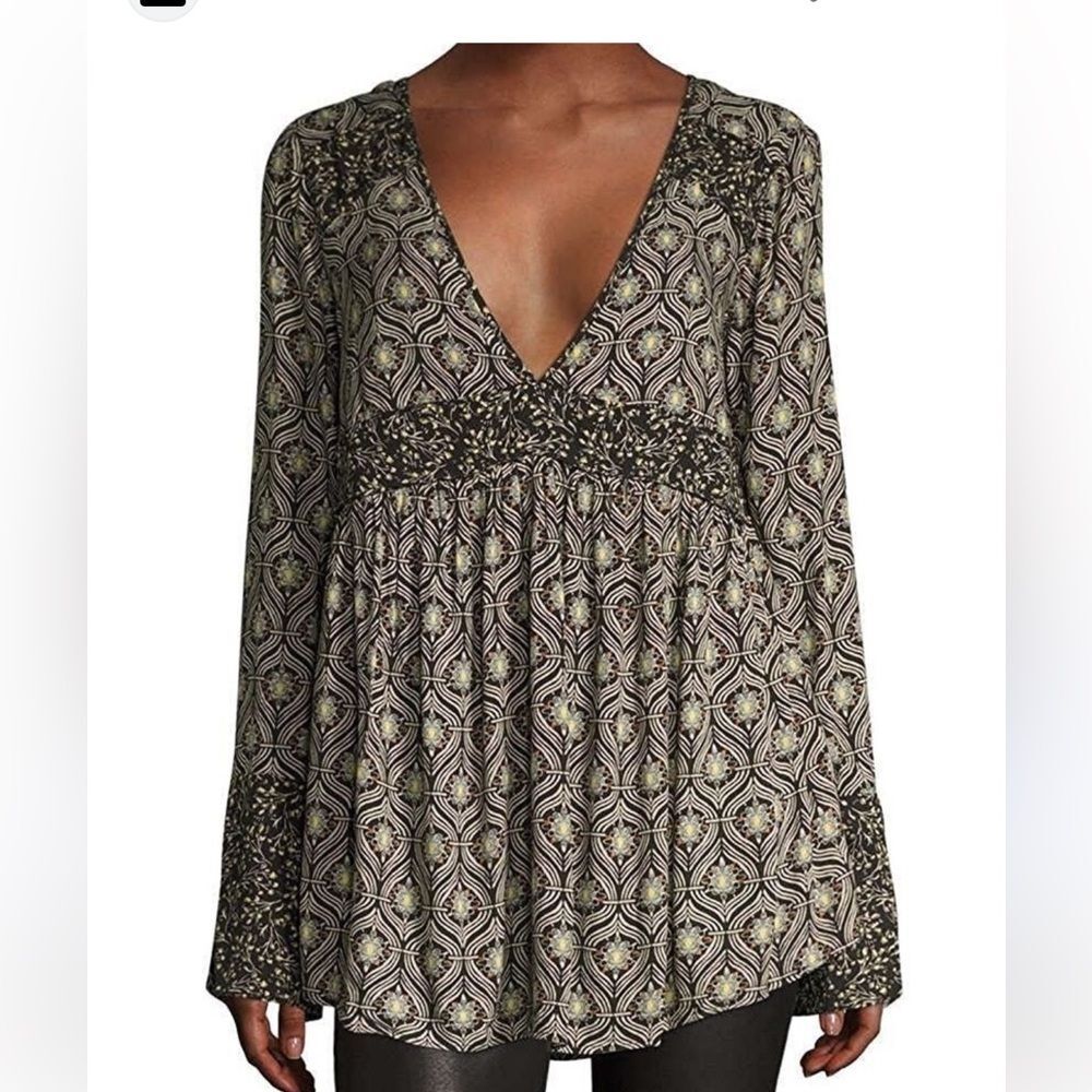 Free People Rolling Hills v-neck blouse, XS